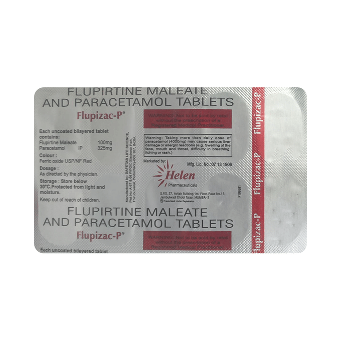 Flupizac P 100mg/325mg Tablet buy now @ ₹154 per 10 Strip | Online ...